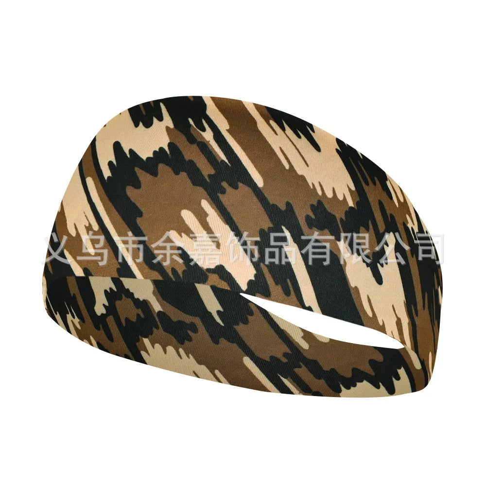 High Elastic Mens Sports Sweatband Headband Print Gym Running Tennis Headwrap Breathable Outdoor Sports Headband Yoga Hair Band