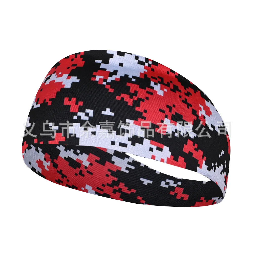 High Elastic Mens Sports Sweatband Headband Print Gym Running Tennis Headwrap Breathable Outdoor Sports Headband Yoga Hair Band