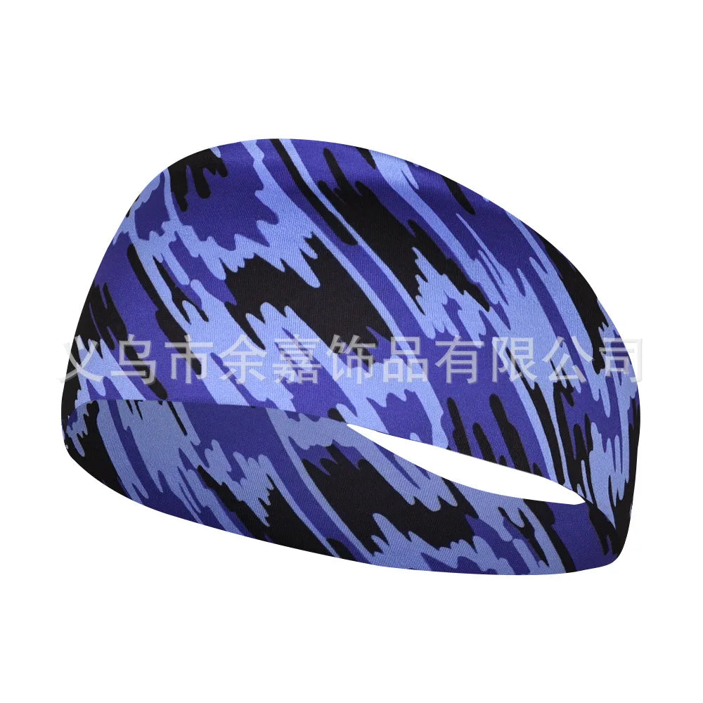 High Elastic Mens Sports Sweatband Headband Print Gym Running Tennis Headwrap Breathable Outdoor Sports Headband Yoga Hair Band
