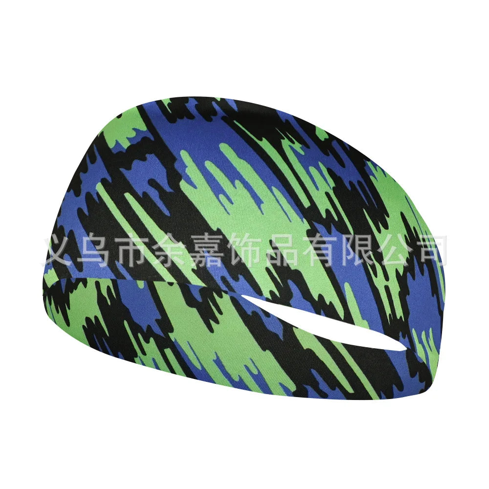 High Elastic Mens Sports Sweatband Headband Print Gym Running Tennis Headwrap Breathable Outdoor Sports Headband Yoga Hair Band