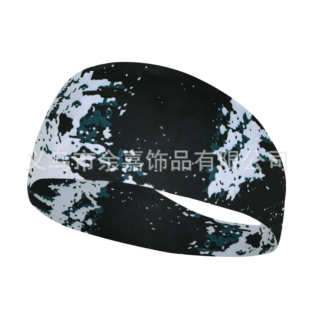 High Elastic Mens Sports Sweatband Headband Print Gym Running Tennis Headwrap Breathable Outdoor Sports Headband Yoga Hair Band