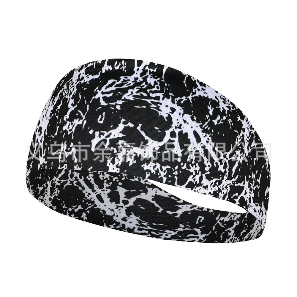 High Elastic Mens Sports Sweatband Headband Print Gym Running Tennis Headwrap Breathable Outdoor Sports Headband Yoga Hair Band