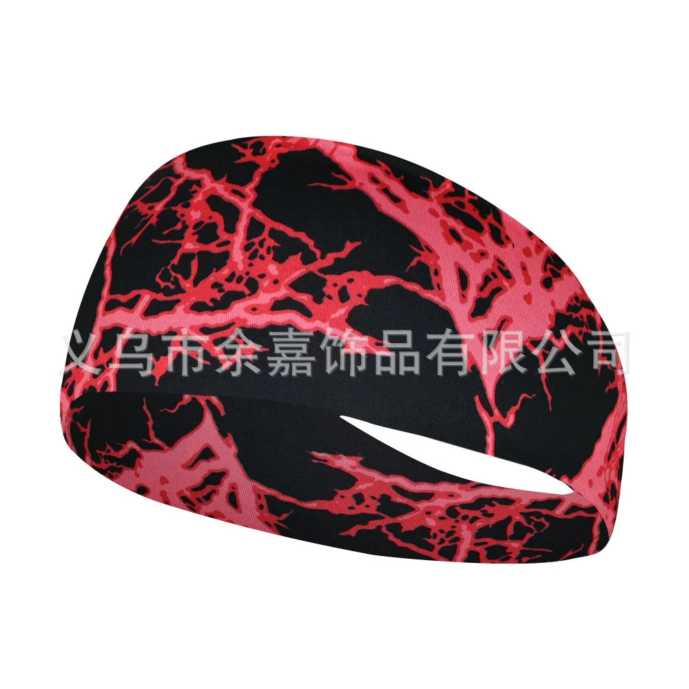 High Elastic Mens Sports Sweatband Headband Print Gym Running Tennis Headwrap Breathable Outdoor Sports Headband Yoga Hair Band