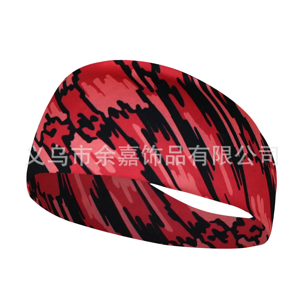 High Elastic Mens Sports Sweatband Headband Print Gym Running Tennis Headwrap Breathable Outdoor Sports Headband Yoga Hair Band