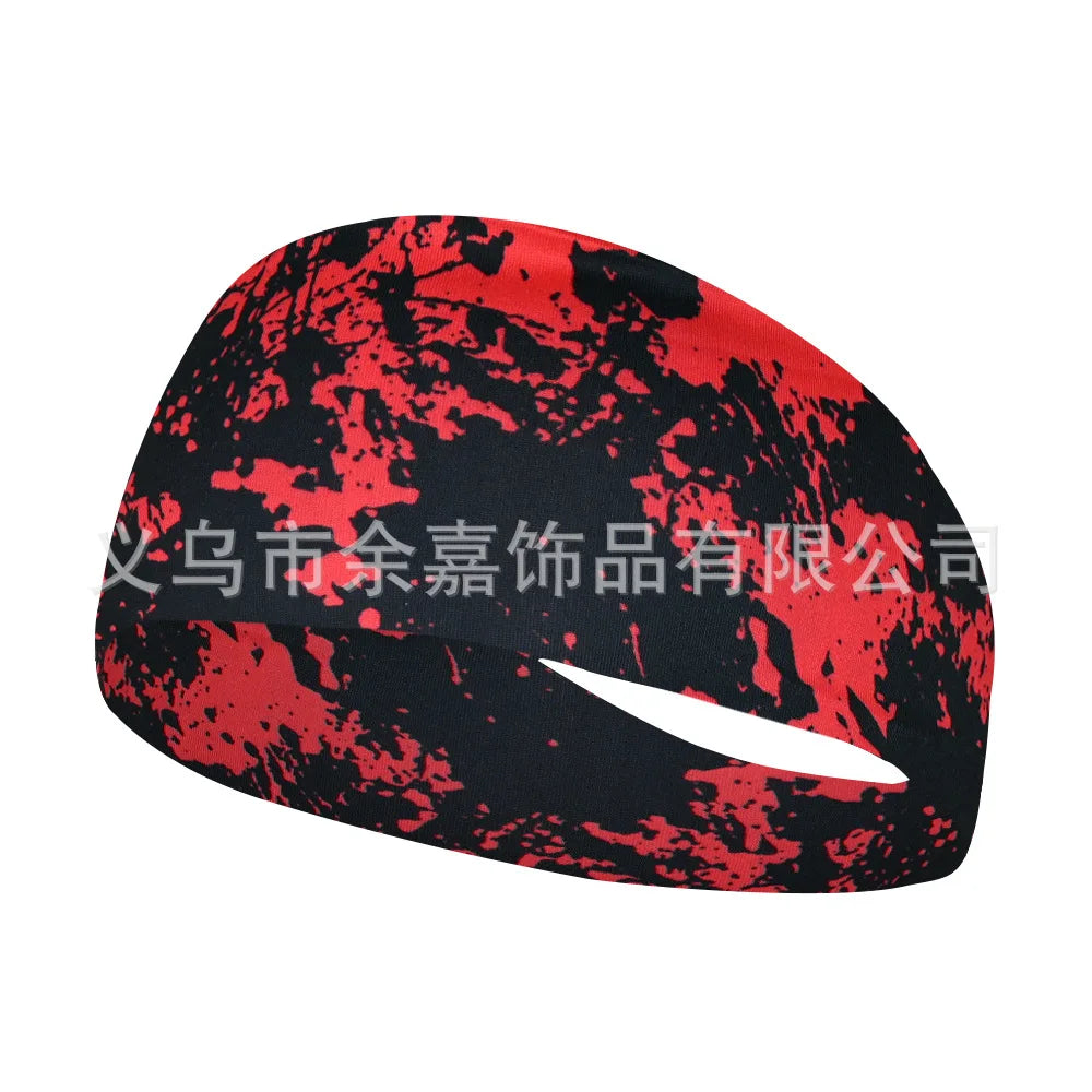 High Elastic Mens Sports Sweatband Headband Print Gym Running Tennis Headwrap Breathable Outdoor Sports Headband Yoga Hair Band
