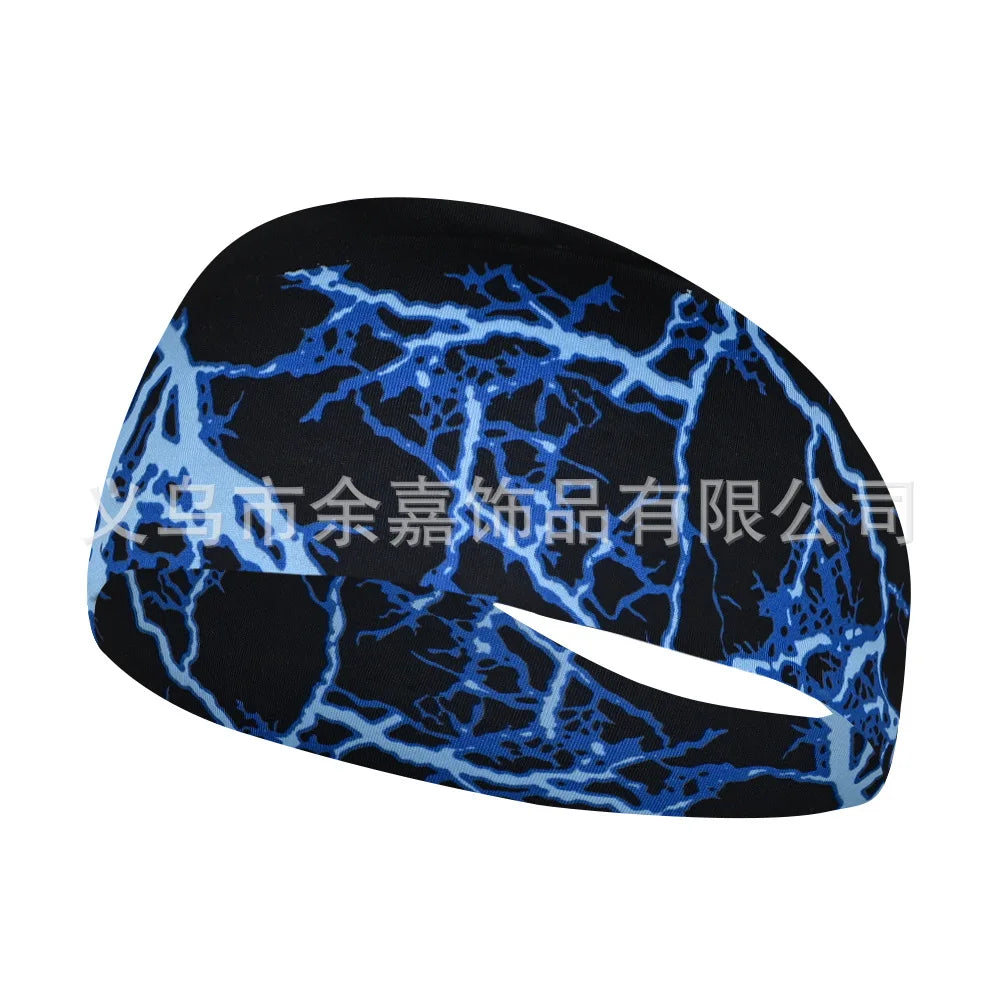 High Elastic Mens Sports Sweatband Headband Print Gym Running Tennis Headwrap Breathable Outdoor Sports Headband Yoga Hair Band